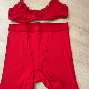 SKIMS SET - Fit Everybody Lace Scoop Bralette and Cotton Rib Boxer Shorts set